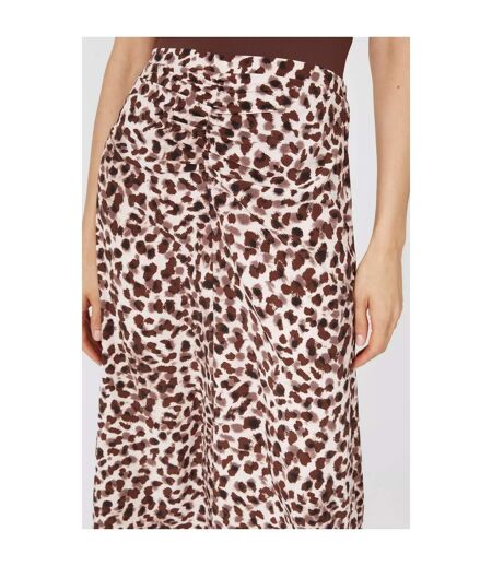 Principles Womens/Ladies Leopard Print Ruched Front Midi Skirt (Brown) - UTDH5760