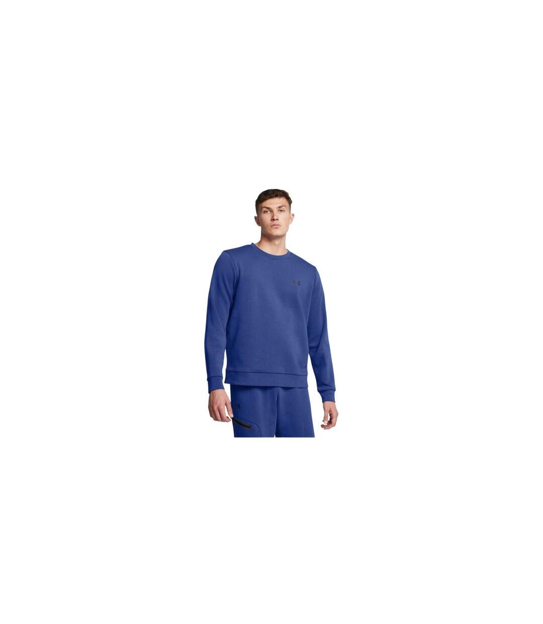 Mens Fleece Regular Sweatshirt Tech Blue Black Under Armour-1