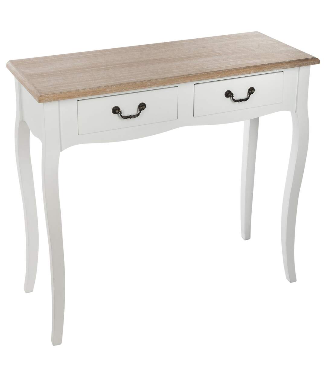 Console Chrysa - 2 tiroirs - Blanc et Bois-1