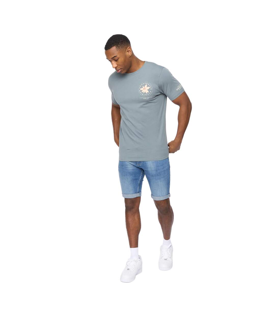 Mens flowers t-shirt blue Crosshatch-3