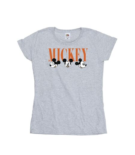 Disney T-shirt en coton Femme/Femme Mickey Mouse Faces (Gris sportif) - UTBI33632