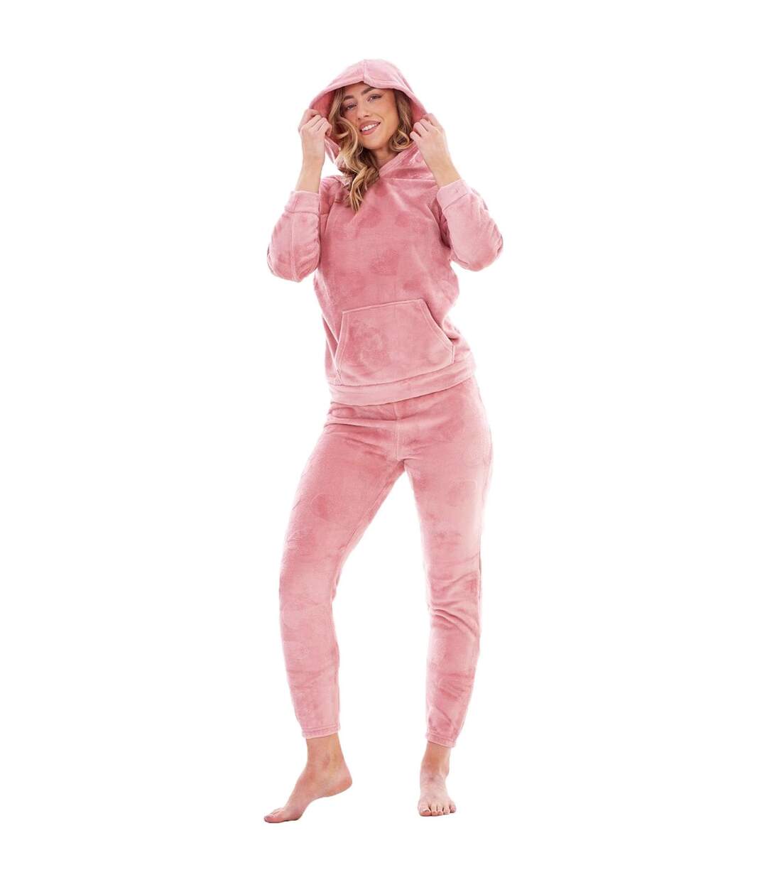 Ensemble De Pyjama Long Motif/style Cœur Femme Rose Keanu-2