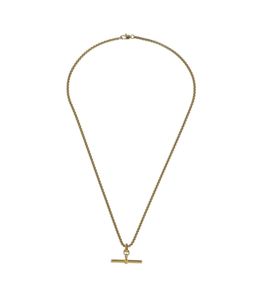 Mens Stainless Steel T-bar Necklace One Size Gold Fabric-1
