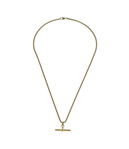 Mens Stainless Steel T-bar Necklace One Size Gold Fabric