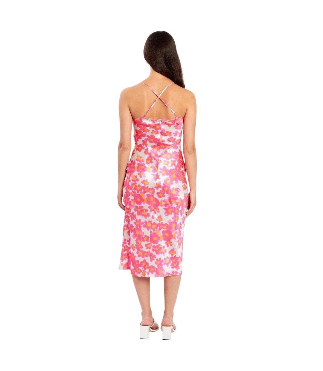Womens/ladies Spaghetti Strap Slip Dress Pink Influence-3