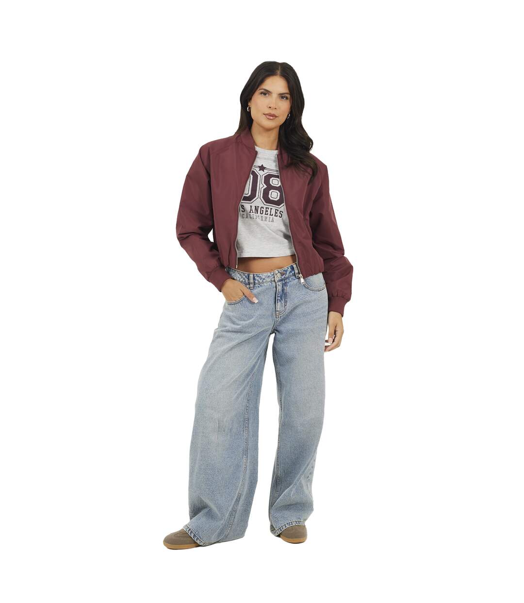 Blouson Aviateur Femme Bordeaux Brave Soul-1