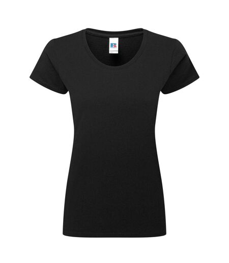 Womens/ladies Authentic Classic T-shirt Black Russell