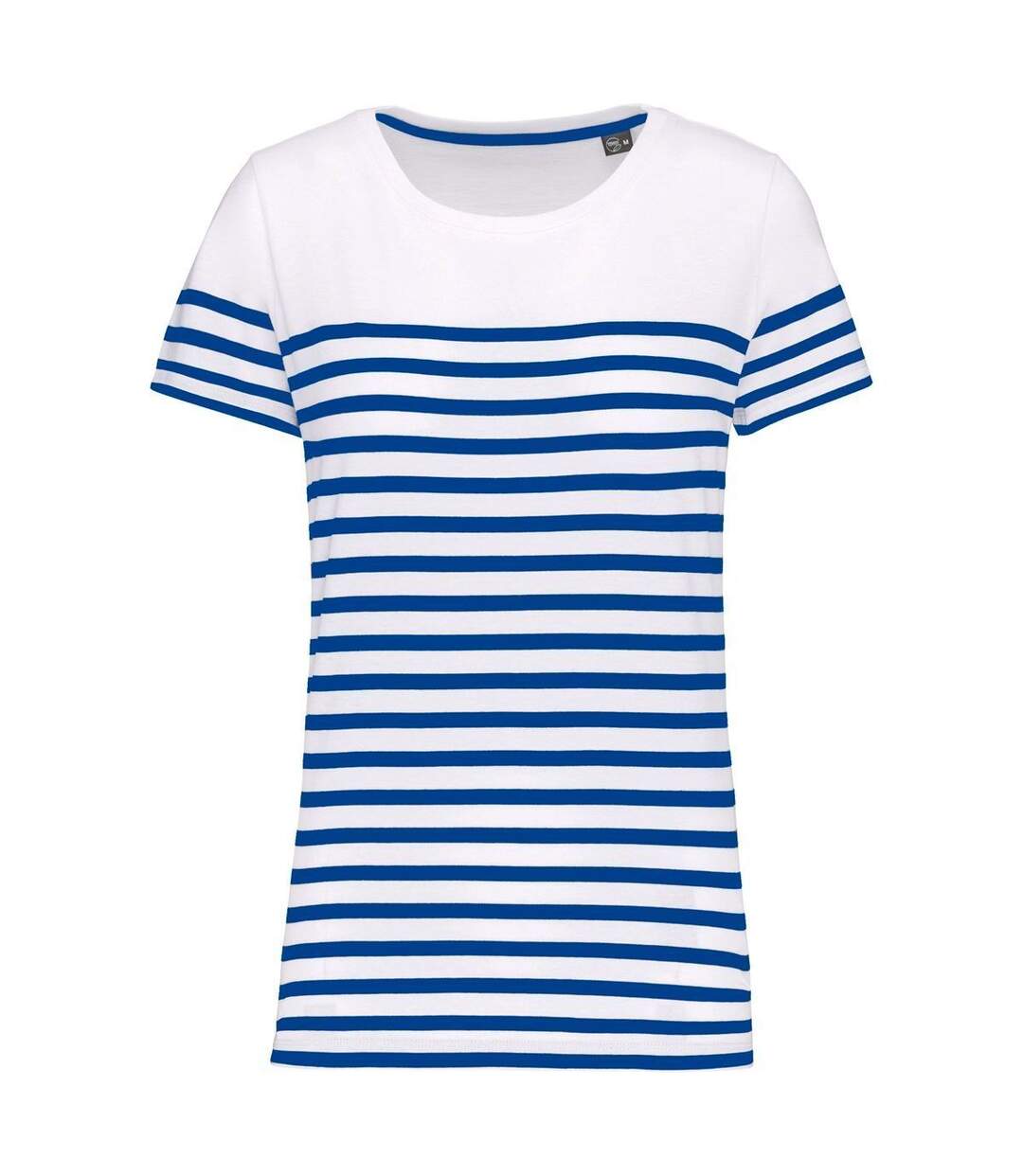 T-shirt rayé coton bio marinière femme - K3034 - bleu roi et bleu marine-1