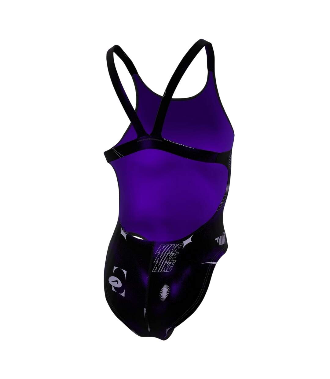 Womens/ladies Lettering Snug Fit One Piece Swimsuit Black Nike-2