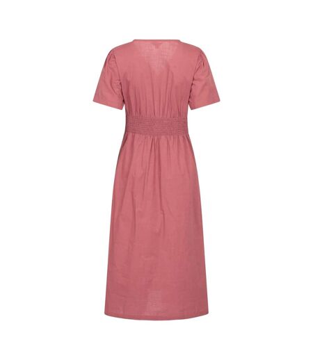 Womens/ladies Riviera Button Through Midi Dress Pink Mountain Warehouse