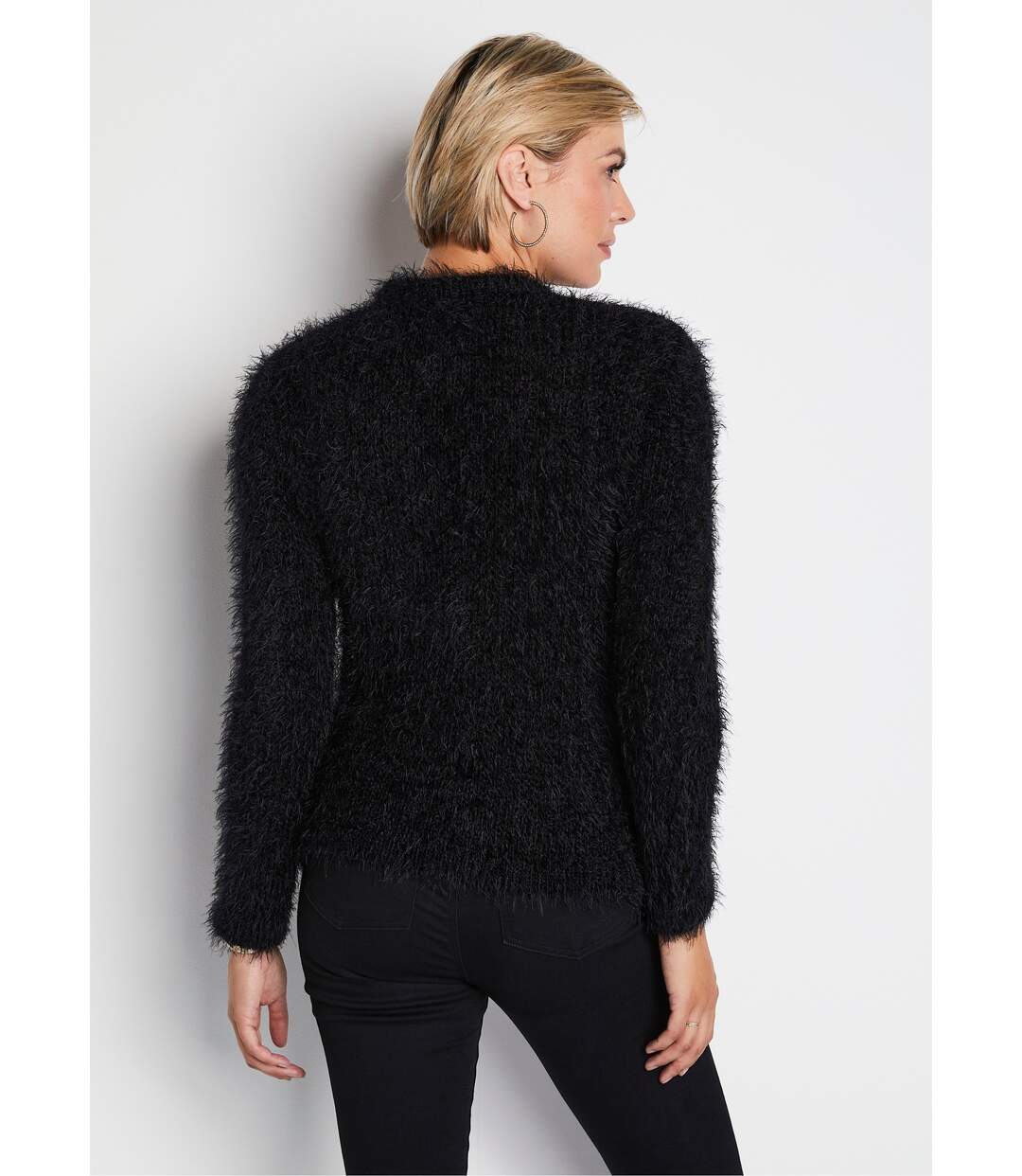 Gilet boléro court maille effet poilu-2