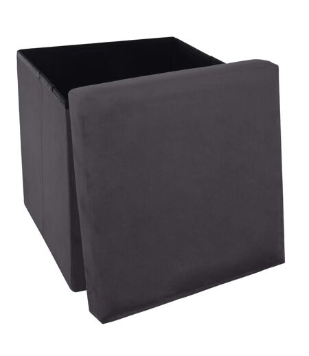 Pouf coffre pliable velours Tess - L. 38 x H. 38 cm