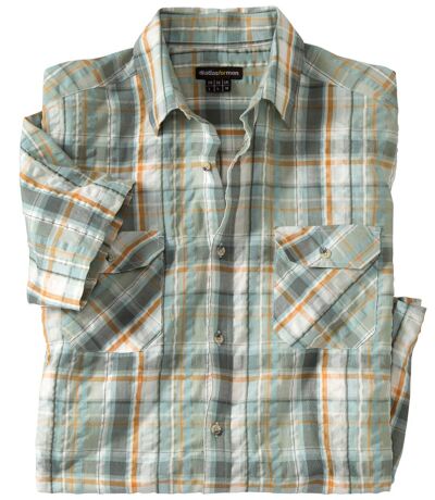 Men's Waffle-Effect Checked Shirt