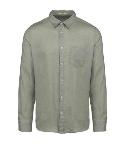 Mens linen long-sleeved shirt almond green Spasso