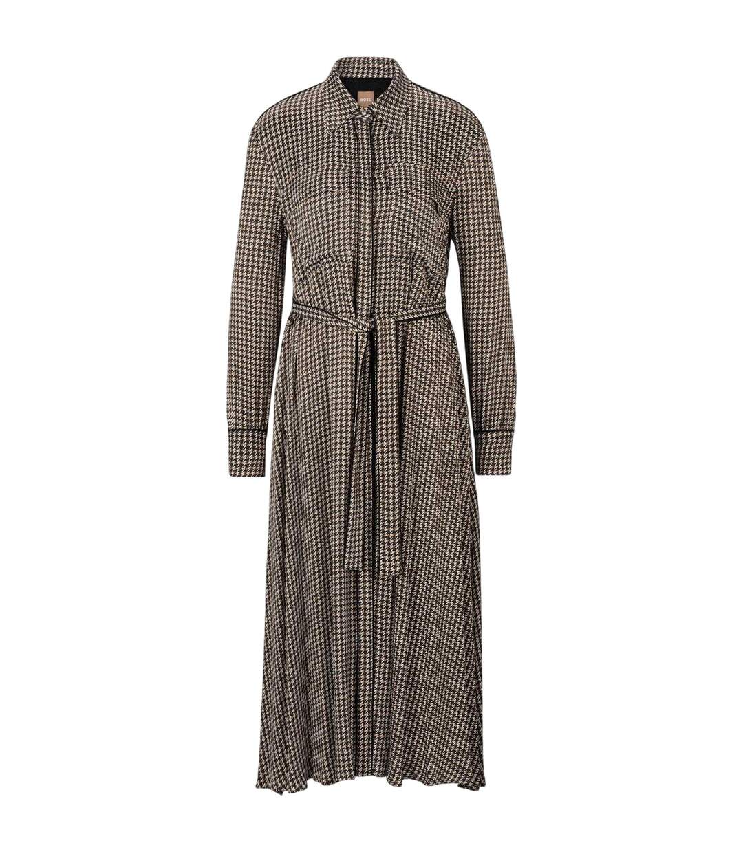 Robe Chemisier Mi-longue Davivio Femme Marron Noir Boss-1