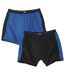 Pack of 2 Men's Stretch Boxer Shorts - Black Blue