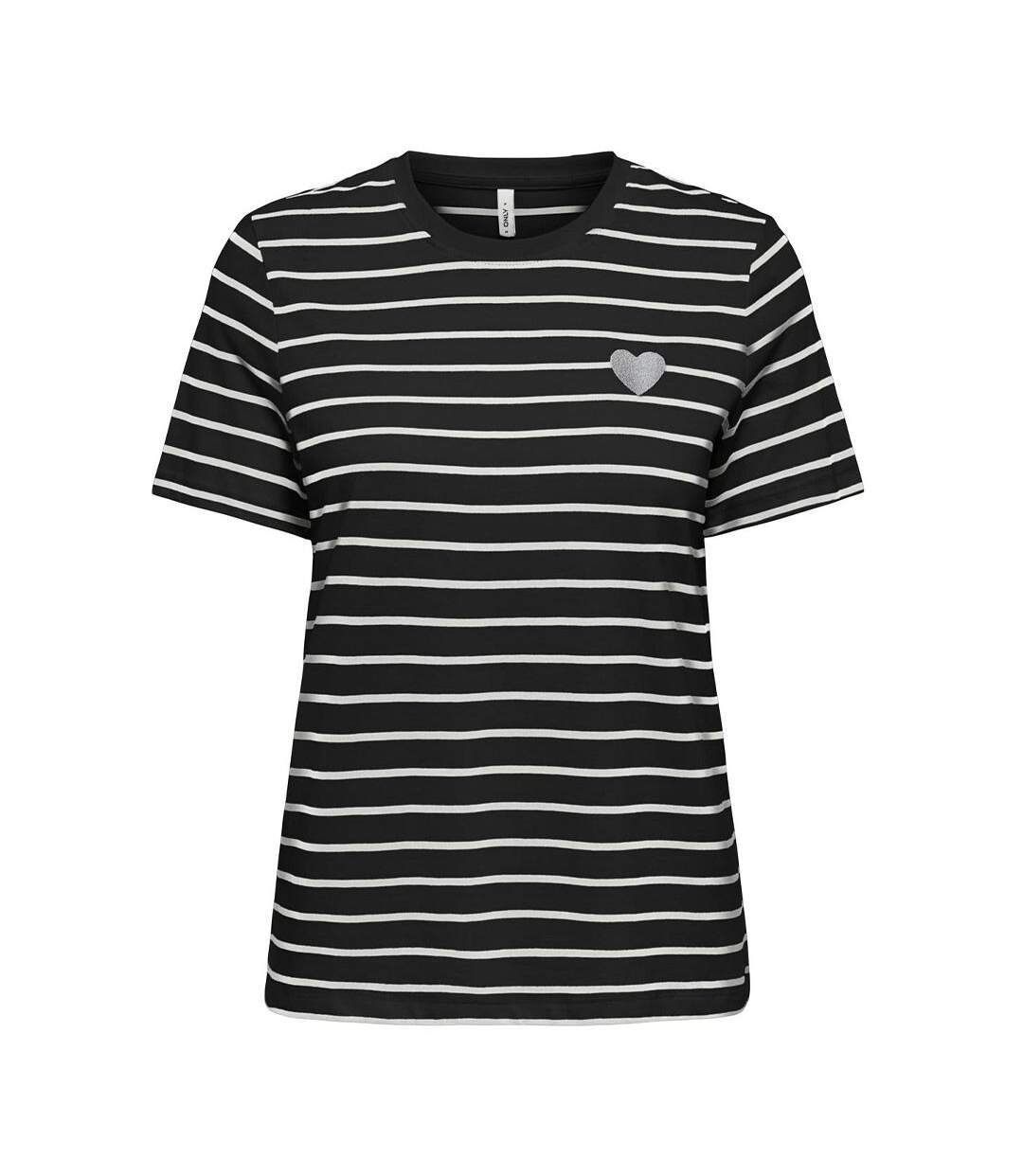 T-shirt à rayures noir/blanc femme only liva-1