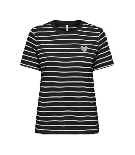 T-shirt à rayures noir/blanc femme only liva