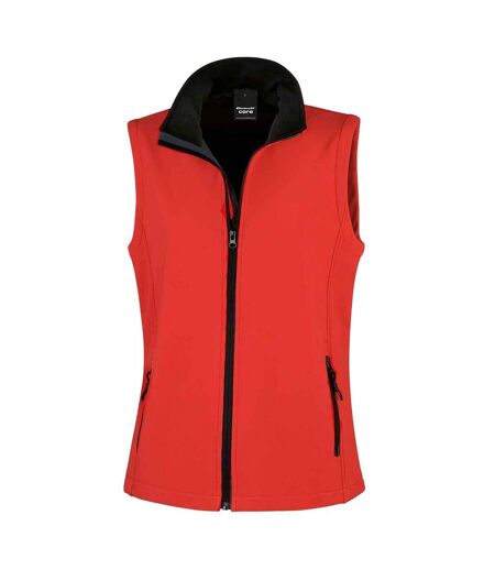 Womens/ladies Core Printable Soft Shell Bodywarmer Red Black Result