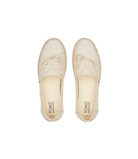 Womens/ladies alpargata rope 2.0 floral lace espadrilles natural Toms