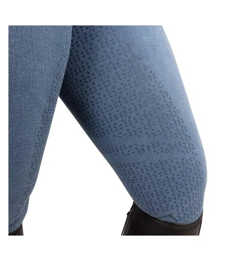 Womens/ladies Elevate Chambray Denim Horse Riding Tights Blue Hy