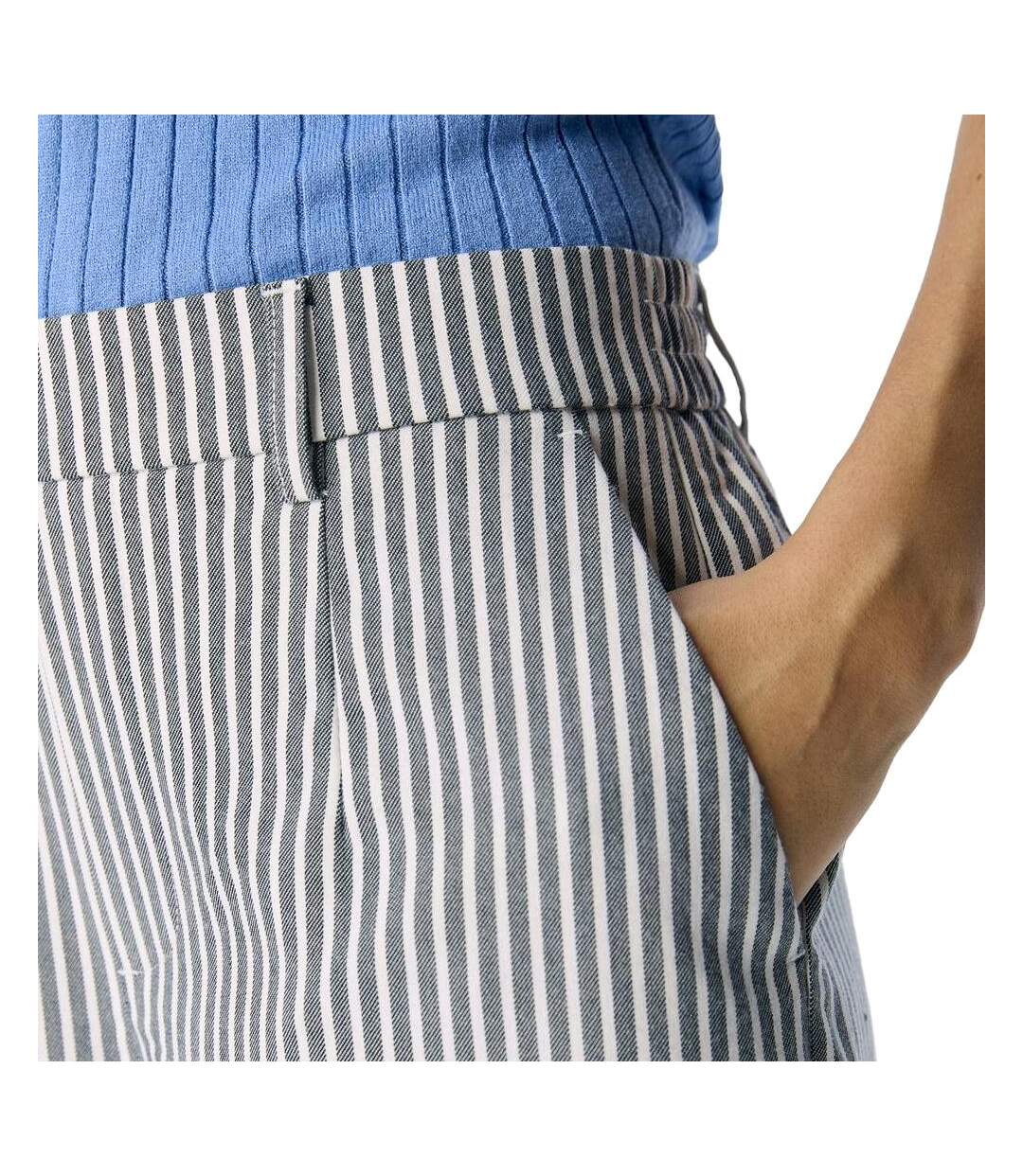 Pantalon large rayures marine/blanc femme object lisa-3