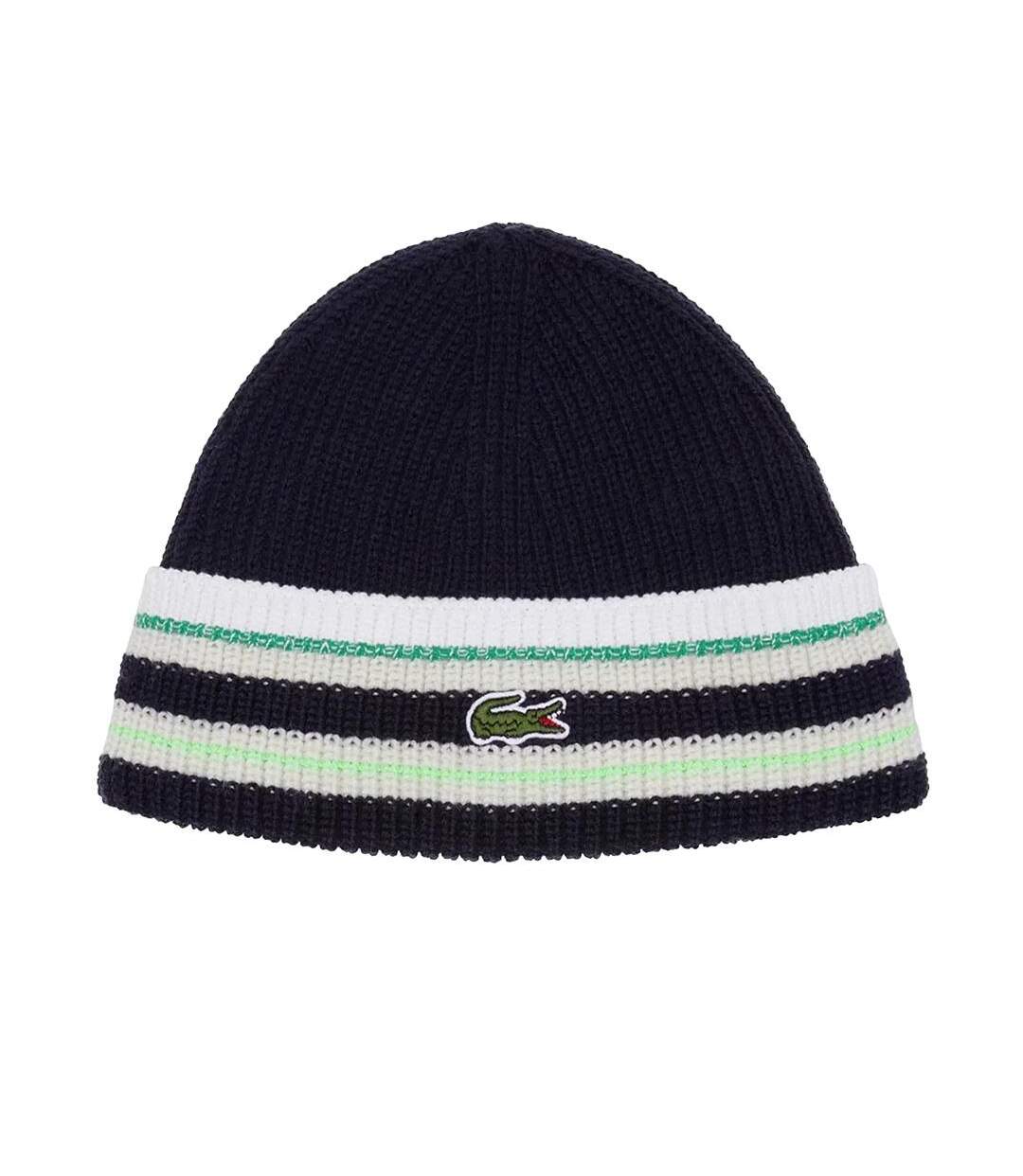 Bonnet marine/blanc/vert homme lacoste flour-1