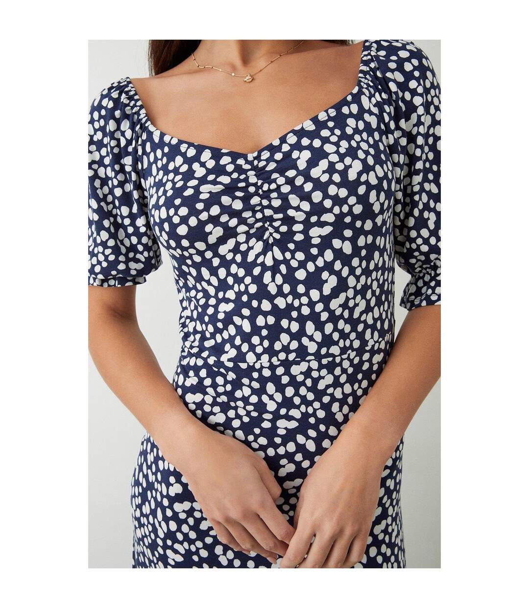 Womens/ladies Spotted Sweetheart Tall Midi Dress Navy Dorothy Perkins-3