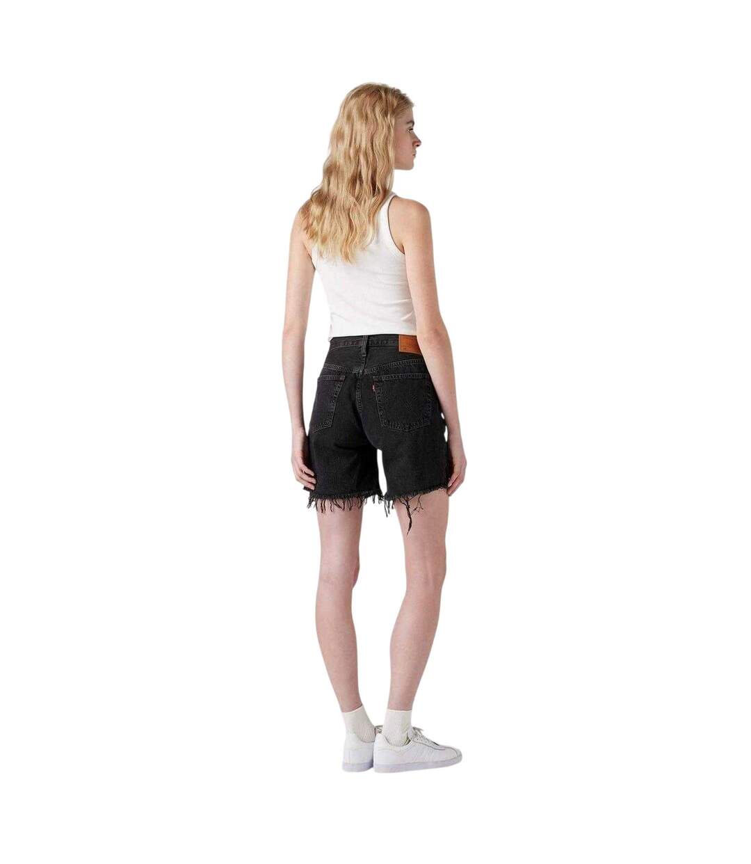 Womens/ladies 501 Denim Mid Thigh Jean Shorts Black Levis-4