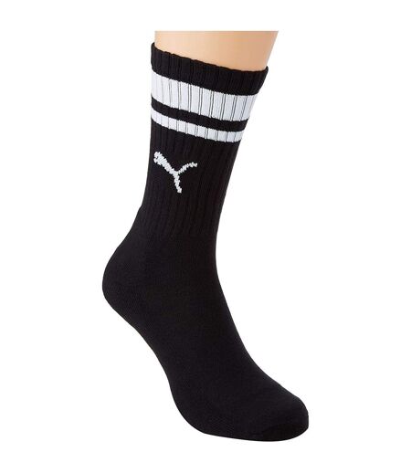 Pack of 2  Unisex adult heritage stripe crew socks  black/white Puma