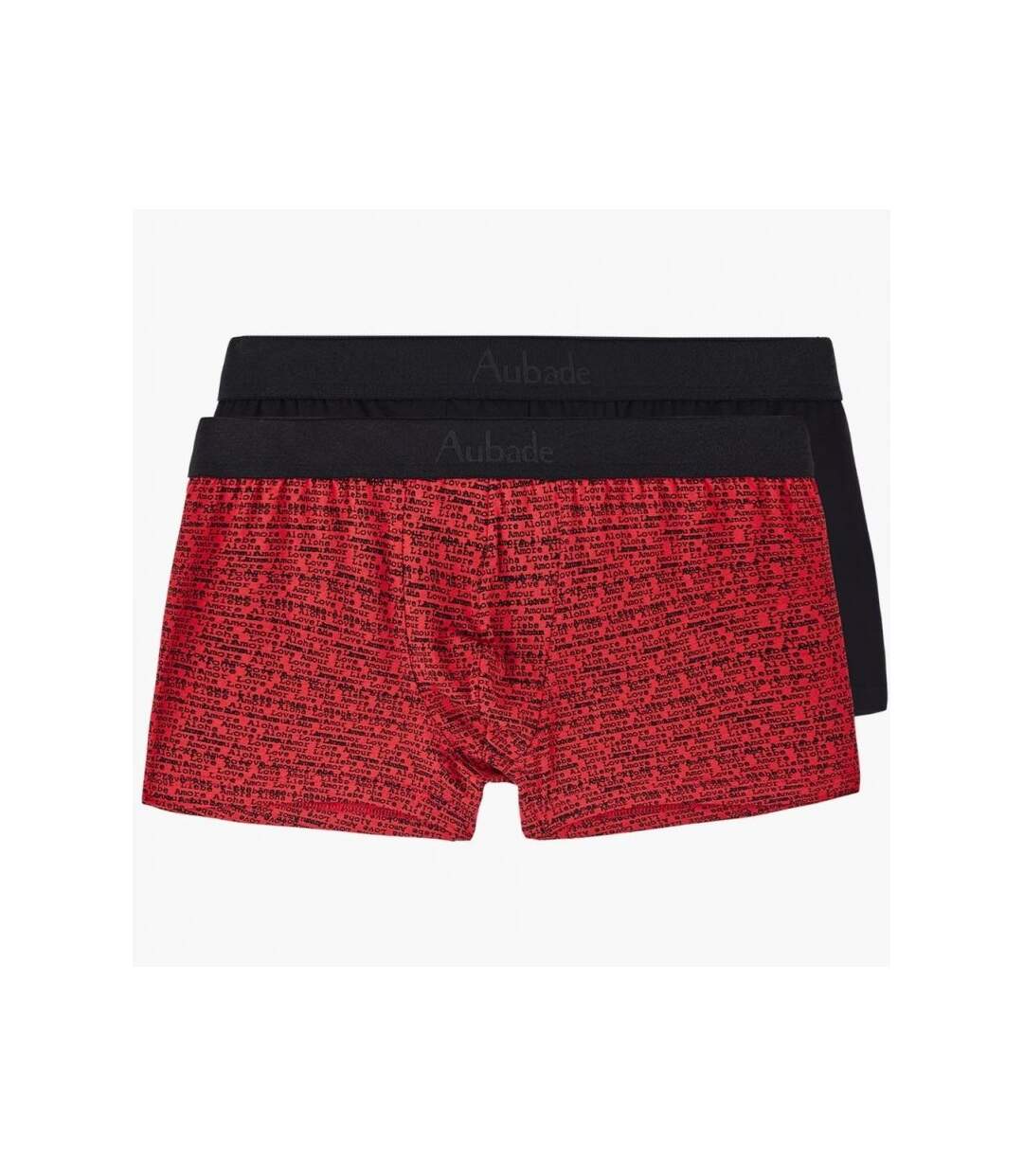 AUBADEMEN Lot de 2 Boxers Homme Coton Modal DUO LORO Rouge Noir-1