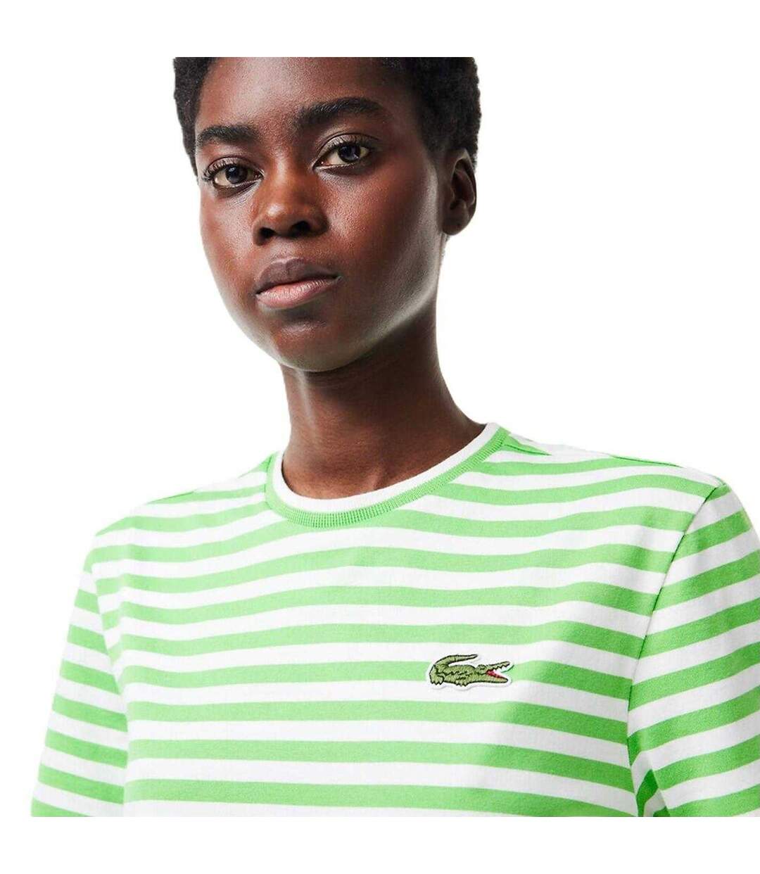 T-shirt Motif/style À Rayures Femme Crème Vert Lacoste-3