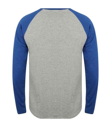 T-shirt homme gris chiné / bleu roi Skinni Fit