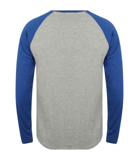 T-shirt homme gris chiné / bleu roi Skinni Fit