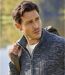 Men's Blue Fleece-Lined Knitted Jacket 