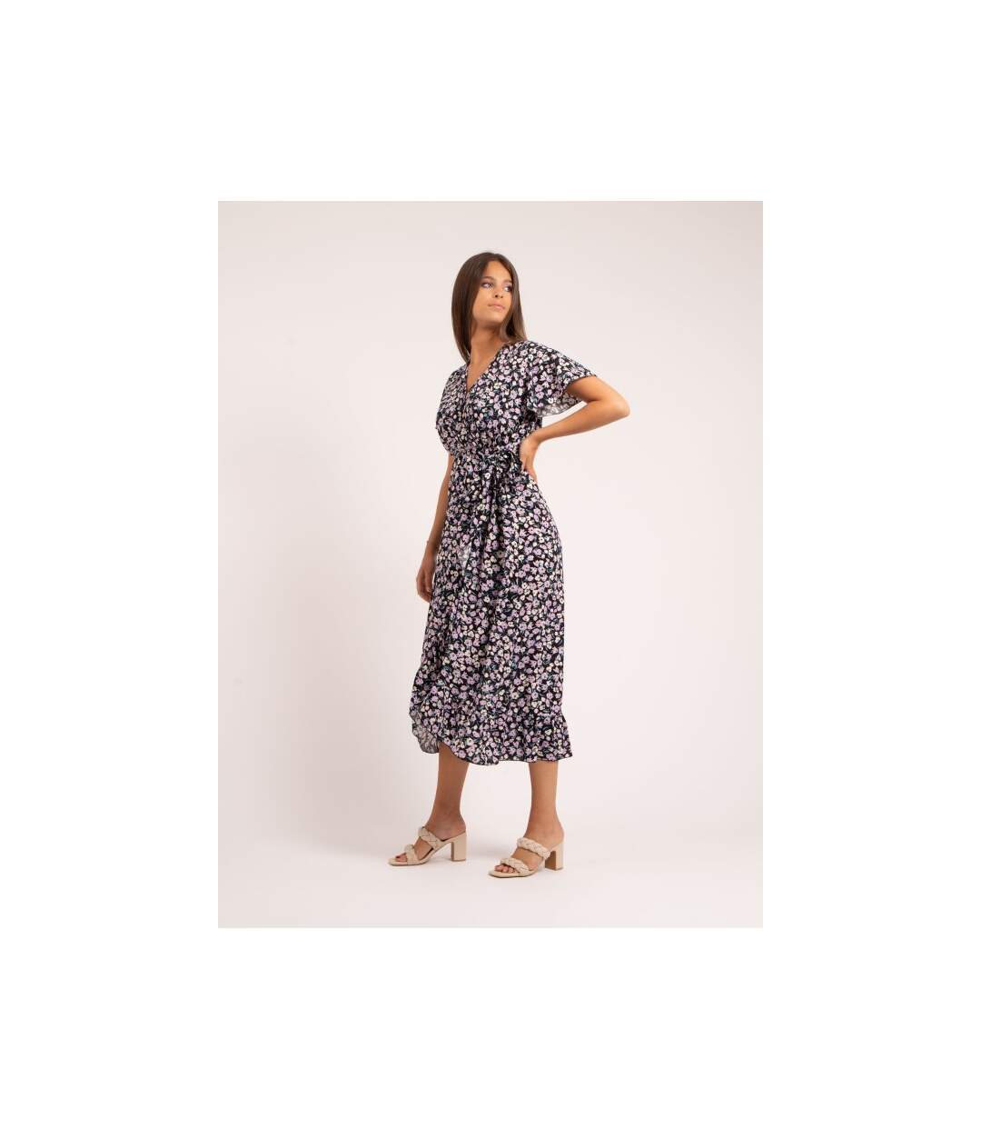 Robe longue portefeuille motifs ITANIA - Dona X Lisa-4