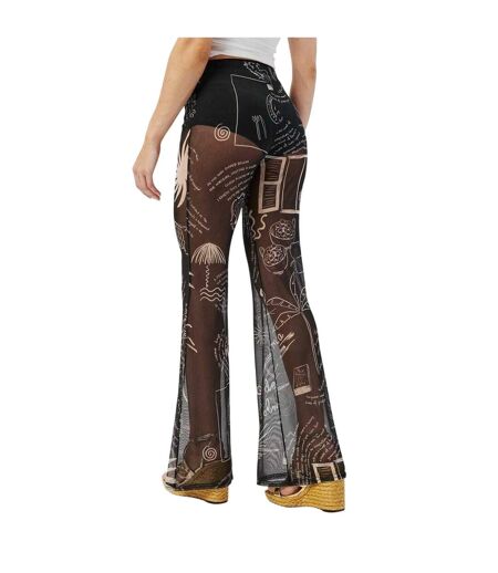 Pantalon Motif/style Palmier Femme Noir Blanc Never Fully Dressed