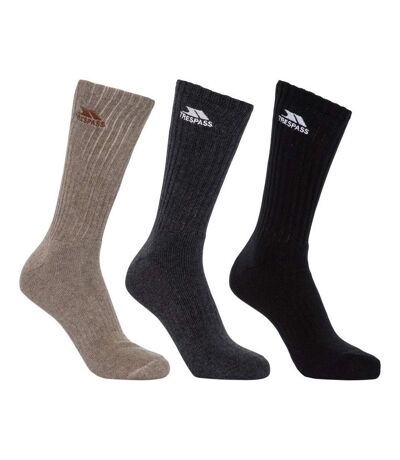 Trespass Mens Torren Cushioned Socks (Pack Of 3) (Carbon Melange/Black/Mocha Melange) - UTTP4552