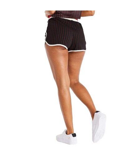 Womens/ladies Pinstripe Athletic Basketball Shorts Black Red SikSilk