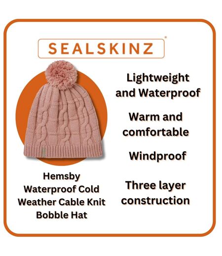 Mens & Ladies Waterproof Cold Weather Cable Knit Bobble Hat