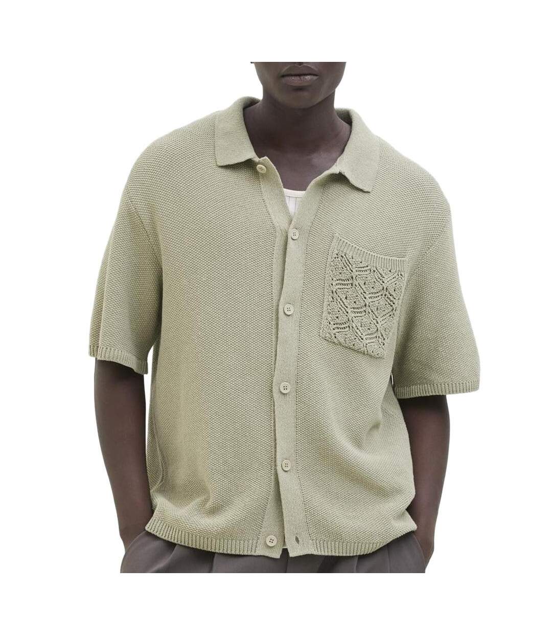 Chemise en maille kaki homme jack & jones summer pocket-1