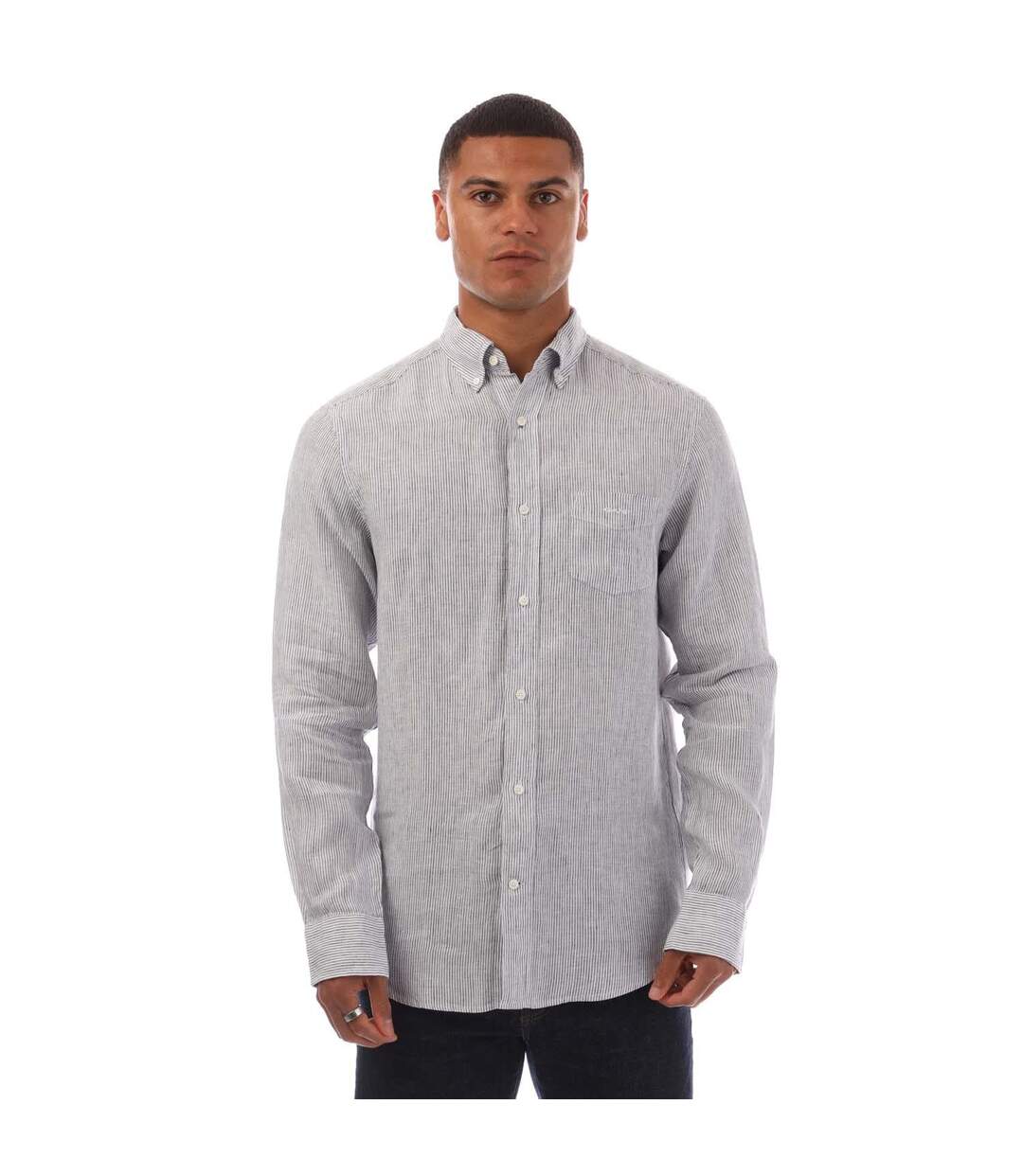 Chemise Style À Rayures Homme Blanc Gant-2