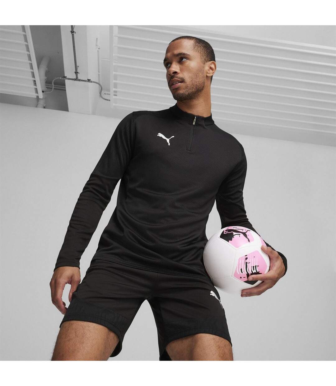 Mens Teamfinal Quarter Zip Training Fleece Top Black Puma-3