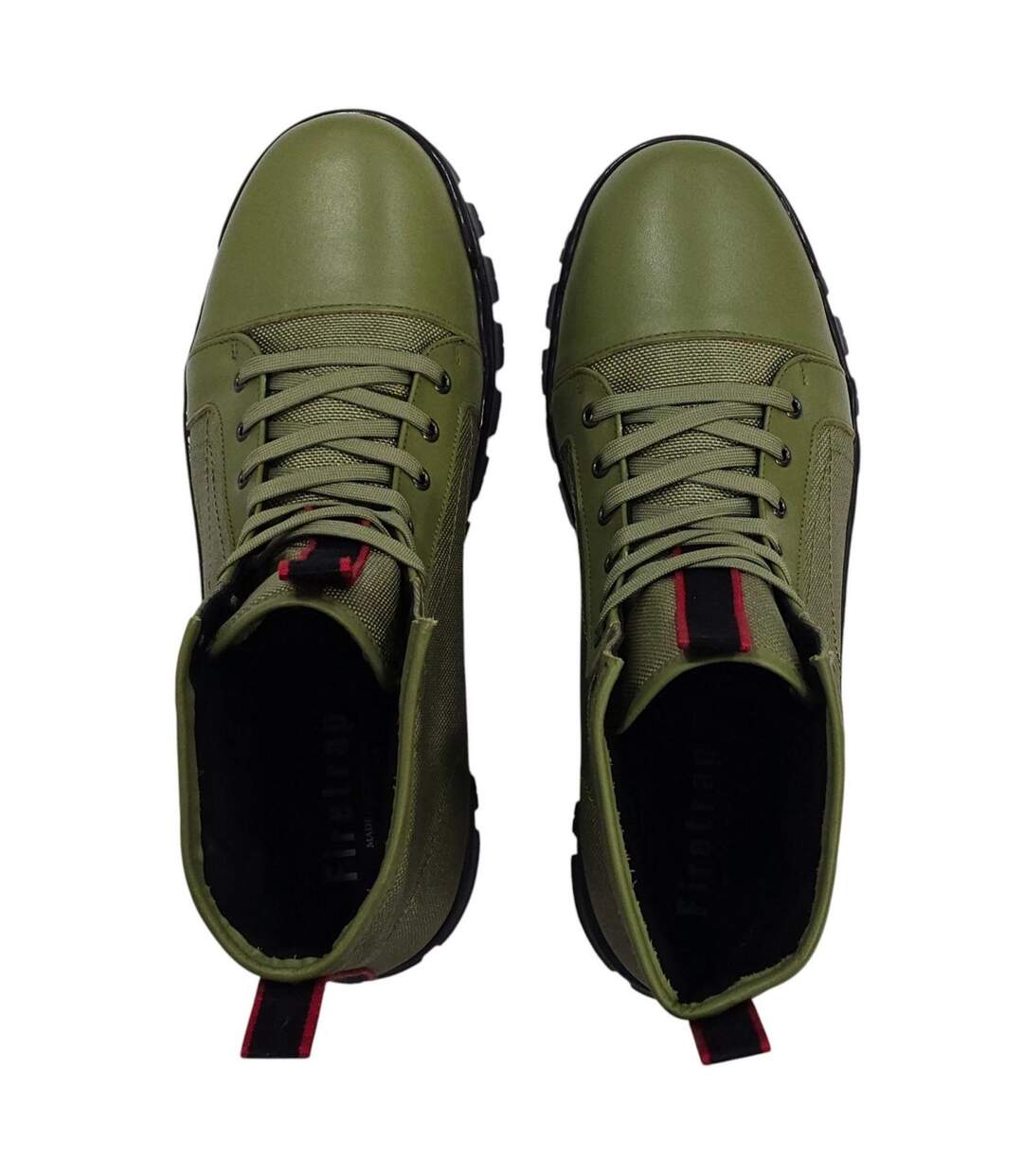 Mens Lucas Leather Combat Boots Light Green Firetrap-4