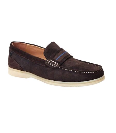 Mens Drum Suede Loafers Burnt Brown Base London