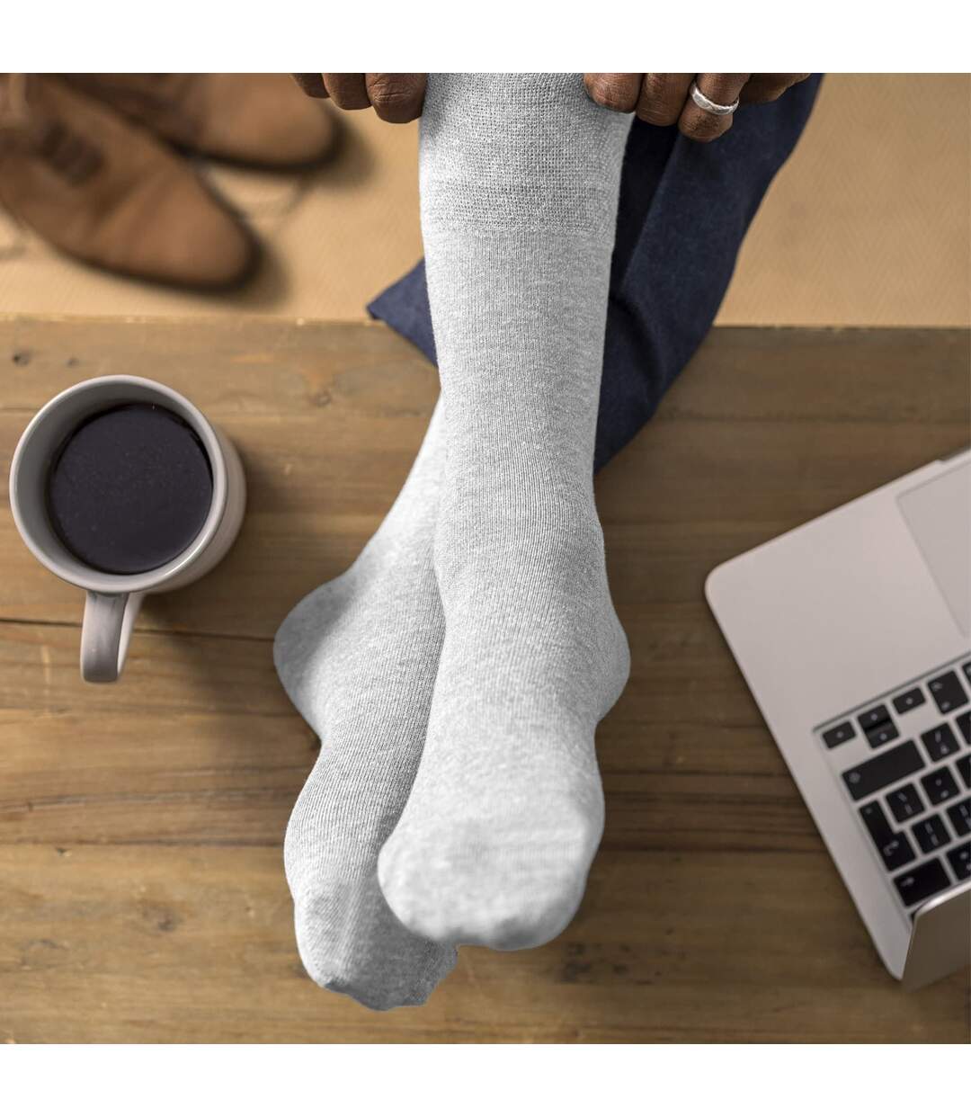 IOMI - 6 Paires Homme Chaussettes Diabétiques Sans Elastique Bambou-4