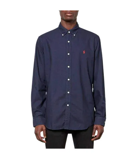 Mens Oxford Long-sleeved Button-down Shirt Navy Ralph Lauren