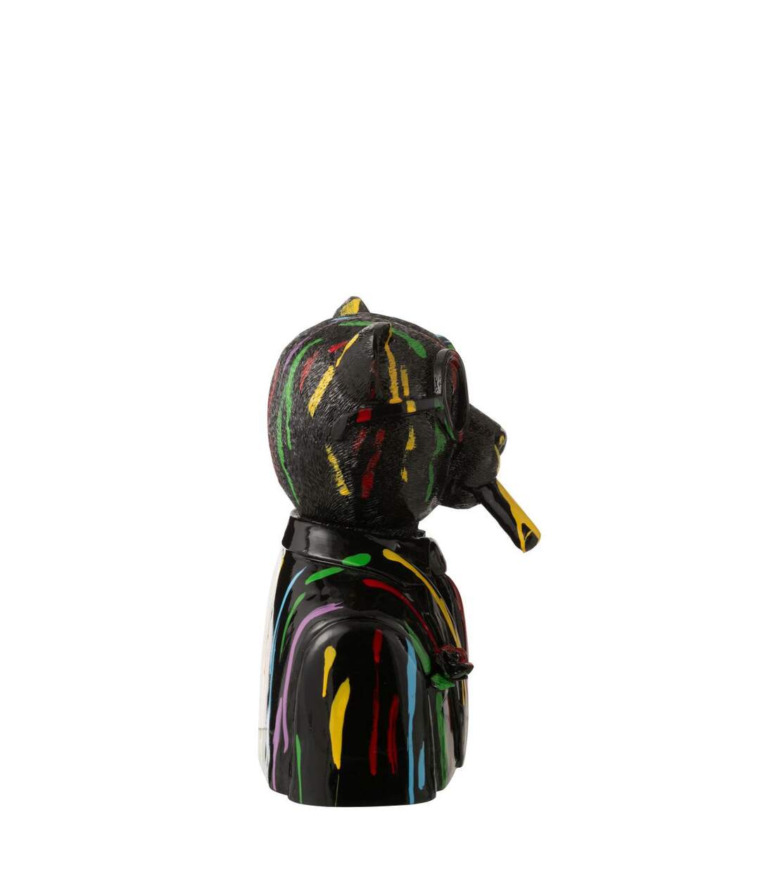 Buste Léopard Tâches de Peinture 31cm Noir-2