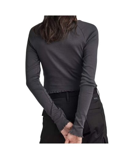 T-shirt manches longues noir femme g-star cropped baby sis raglan