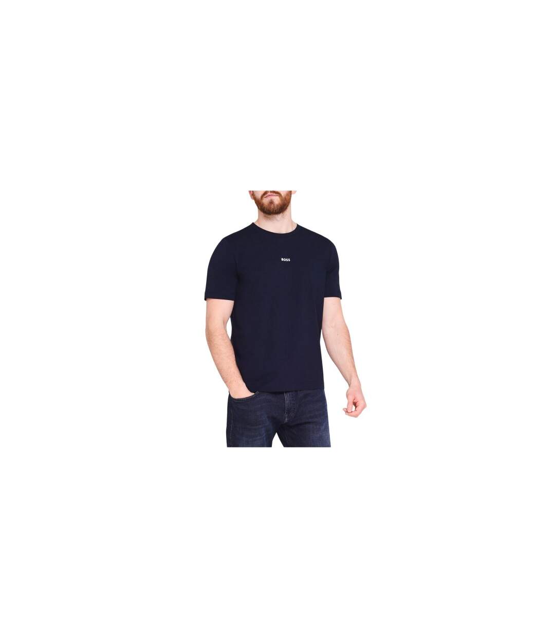 Mens Tchup Logo Oversized T-shirt Navy Boss-1